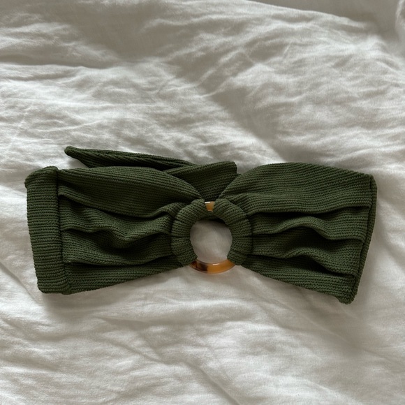 Montce Olive Micro Scrunch Tori Bandeau Bikini Top Size Small - Picture 2 of 7